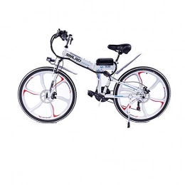 QDWRF Electric Bike QDWRF Electric Mountain Bike Integrated wheel, 350W 26'' Electric Bicycle with Removable 36V 8AH / 10 / 15 AH Lithium-Ion Battery for Adults, 21 Speed Shifter White 48V10AH350W
