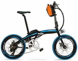 IMBM Electric Bike QF600 240W 48V 12Ah Portable 20 Inches Folding E Bike, Aluminum Alloy Frame Pedal Assist Electric Bike, Both Disc Brakes, Pedelec (Color : Black Blue Standard)