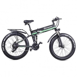 Qinmo Electric Bike Qinmo Aluminum alloy bicycle bike all terrain, 1000W powerful electric snow bike, 48V super large battery E bike 21 speed outdoor sports riding (Color : Green)