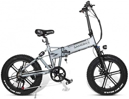 Qinmo Bike Qinmo Electric bicycle, 500W Electric Bike Aluminum Alloy Full Suspension Ebike Fat Tire Bike, 48V 10.4AH Lithium Battery USB Interface Folding Bicycle (Color : Grey)