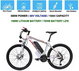 Qinmo Bike Qinmo Electric bicycle, Electric Mountain Bike 26 Inches MTB Tire E-Bike 10AH Li-Battery 21 Speed Beach Cruiser Low Resistance Urban Commute Bicycle with Integrated LED Headlight and Horn