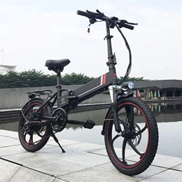 Qinmo Bike Qinmo Electric bicycle, Folding E-Bike Electric Bike for Adults 350W Motor LED Display 48V 10.4AH Lithium-Ion Battery Max Speed 32Km / H 20'' Compact MTB for Adults Men Women(Black)