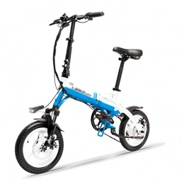 Qinmo Bike Qinmo Folding Ebike 14'' Electric Bike，36V 8.7Ah Hidden Lithium Battery, Suitable for sports outdoor riding commuting, shock absorption mechanism (Color : White Blue)