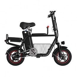 QIONGS Bike QIONGS Electric Bikes, Removable Lithium Ion Battery, Drum Brakes, LCD Display, 37KM / H, Driving Range 28KM, Shock Absorber, Three Seats, BasketTwo-Wheel Folding Electric Bike, Black