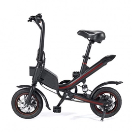 QIONGS Electric Bike QIONGS Folding Electric Bike, Lithium Ion Battery, Front And Rear Disc Brakes, 25KM / H, Driving Range 20-30KM, Shock Absorber, 12 Inches Electric Bikes, Black
