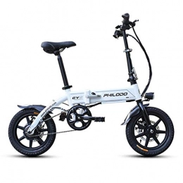 QIONGS Electric Bike QIONGS Folding Electric Bike, Lithium Ion Battery, LCD Display, 30KM / H, Front And Rear Disc Brakes, HeadlightOne-Piece Wheel, 14 Inches Electric Bikes, White