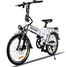 QLHQWE Electric Mountain Bike, 26 Inch Folding E-bike with Super Lightweight Magnesium Alloy 6 Spokes Integrated Wheel, Premium Full Suspension and Shimano 21 Speed Gear