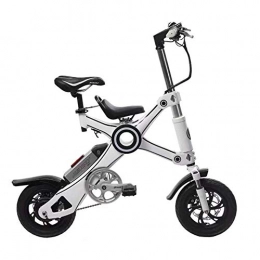 Qnlly Electric Bike Qnlly 10-inch Folding Electric Bicycle Aluminum Alloy Chainless Electric Bike Light and Fast Folding Ebike with Child Seat, White