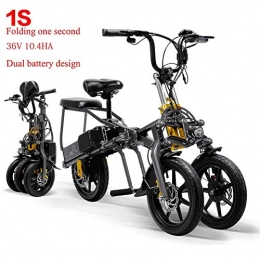Qnlly Bike Qnlly 2 Batteries 36V 250W Foldable Mini Tricycle Electric Tricycle 14 Inches 10.4Ah 1 Second High-End Electric Tricycle Folding Easily