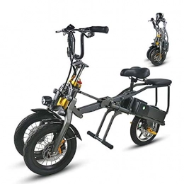 Qnlly Bike Qnlly Three-wheeled Electric Bicycle One Button Fast Folding Ebike with 36V 250Wh Pedals Double Battery, Fashion Parent-child Travel E BIke with 14 inch Wheels