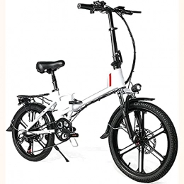 QTQZ Bike QTQZ Multi-purpose 20 Inch Electric Bike Foldable City E-bike Men Women 350W 48V 10.4AH LCD Display 7 Speed Shift Front And Rear Bike Lights USB mobile Holder for Travel Outdoor White (Color : White)