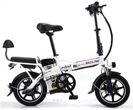 QUETAZHI Electric Bike QUETAZHI 14 Inches Foldable Electric Bicycle, Electric Bicycle Lightweight Aluminum Lithium Battery 48v 350w Movable Ebike 2 E Bicycle Wheel QU526 (Color : White)
