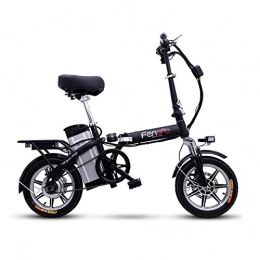 QUETAZHI Bike QUETAZHI 14 Inches Lithium Aluminum Foldable Electric Bicycle E Adult Bicycle Electric Bicycle Traveling Battery Portable QU526 (Color : Black)