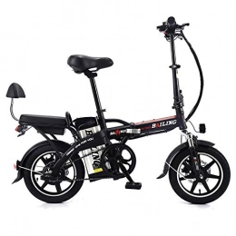 QUETAZHI Electric Bike QUETAZHI Electric Bicycle, Electric Bicycle 14 Inches Aluminum Folding Bike 350W 48V12A Battery Electric Bicycle Snowmobile QU526 (Color : Black)