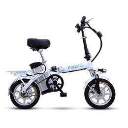 QUETAZHI Bike QUETAZHI Foldable Electric Bicycle, Electric Alloy 14 Inches Adult Bicycle, 48V 25AH Built-in Lithium Battery, 250W Brushless Motor And Mechanical Brake Discs Bis QU526 (Color : White)