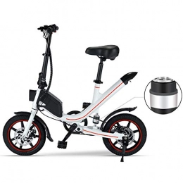 QYL Electric Bike QYL Electric Bikes Lightweight 350W 36V with Front Light Double Disc Brake Warning Taillight Folding Bicycles for Adults Women City Outdoor, White, 14Inch