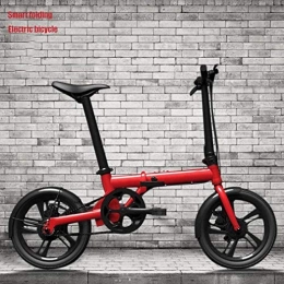 QZ Bike QZ 16 Inch Smart Folding Electric Bike, Lightweight Aluminum Alloy Frame Electric Bicycle, Removable Lithium-Ion Battery, LCD Liquid Crystal Instrument, ACS Cruise Control System (Color : Red)