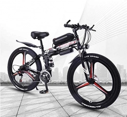 QZ Bike QZ Folding Adult Electric Mountain Bike, 350W Snow Bikes, Removable 36V 10AH Lithium-Ion Battery for, Premium Full Suspension 26 Inch Electric Bicycle (Color : Black, Size : 21 speed)