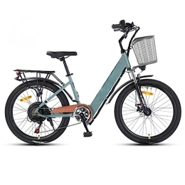 RASHIV Electric Bike RASHIV Electric Bicycle, 7-speed Light Commuter Electric Vehicle, Display Instrument, 350W Brushless Motor, with Lighting System, Suitable for Height 140-175CM (grey 32Ah)