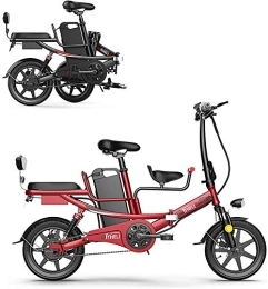 RDJM Electric Bike RDJM Ebikes, 14" Folding Electric Bike for Adults, 400W Electric Bicycle, Commute Ebike, Removable Lithium Battery 48V, Red, 8AH