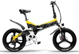 RDJM Electric Bike RDJM Ebikes, 20 In Folding Electric Bike for Adult 400W 48V 120KM Magnesium Alloy E-Bike 20 2.4 Tire Anti-Theft System Electric Bicycle 3 working modes (Color : Yellow, Size : 10.4ah)