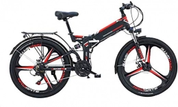 RDJM Electric Bike RDJM Ebikes, 24 / 26'' Folding Electric Mountain Bike with Removable 48V / 10AH Lithium-Ion Battery 300W Motor Electric Bike E-Bike 21 Speed Gear And Three Working Modes (Color : Black, Size : 26inch)