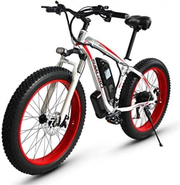 RDJM Electric Bike RDJM Ebikes, 26 Inch Adult Fat Tire Electric Mountain Bike, 350W Aluminum Alloy Off-Road Snow Bikes, 36 / 48V 10 / 15AH Lithium Battery, 27-Speed (Color : White, Size : 36V10AH)