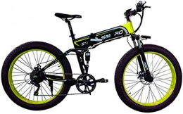 RDJM Electric Bike RDJM Ebikes, 26 Inches Folding Fat Tire Electric Bike, 350W Motor Adult Electric Mountain Bike Removable 48V / 10Ah Battery 7 Speed Aluminum Frame (Color : Black green)