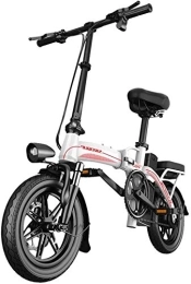 RDJM Electric Bike RDJM Ebikes, 400W 14 Inch Electric Bicycle Mountain Beach Snow Bike For Adults, Electric Scooter Gear E-Bike With Removable 48V12.5A Lithium Battery (Color : White, Size : Range:300km)