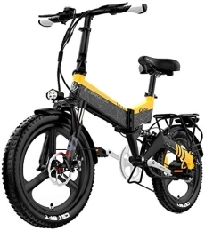 RDJM Electric Bike RDJM Ebikes, 400W 20 Inch Folding Electric Bicycle Mountain Beach Snow Bike for Adults Aluminum Electric Scooter E-Bike with Removable 48V 10.4Ah Lithium Battery (Color : Yellow, Size : 48v12.8Ah)