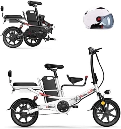 RDJM Electric Bike RDJM Ebikes, 400W Folding Electric Bike for Adults, 14" Electric Bicycle / Commute Ebike, Removable Lithium Battery (Color : White, Size : 8AH)