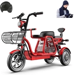 RDJM Electric Bike RDJM Ebikes, 500W 3 Wheel Electric Bike for Adult 48V 8AH Mountain Electric Scooter 12 In Electric Bicycle Multiple Shock Absorption with Storage Basket and Kid Seat for Family with Children or Pet