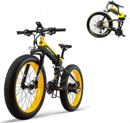 RDJM Electric Bike RDJM Ebikes, 500w 48V Electric Mountain Bicycle- 26inch Fat Tire E-Bike Beach Cruiser Mens Sports Electric Bicycle MTB Dirtbike- Full Suspension Lithium Battery E-MTB，yellow (Color : Yellow)