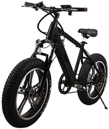 RDJM Electric Bike RDJM Ebikes, Adults Mountain Electric Bike, 250W Motor 20 Inch 4.0 Wide Tire Snowmobile Removable Battery Dual Disc Brakes Urban Commuter E-Bike Unisex (Color : Black)