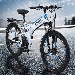 RDJM Electric Bike RDJM Ebikes, Bike Folding, Mountain Bike, 26 Inch E-Bike with Large-Screen LCD Display, 48V 10Ah Removable Lithium Battery, Shimano 21 Speed Gear (Color : White)