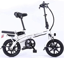 RDJM Electric Bike RDJM Ebikes, Electric Bicycle Carbon Steel Folding Lithium Battery Car Adult Double Electric Bicycle Self-Driving Takeaway, White, 20A