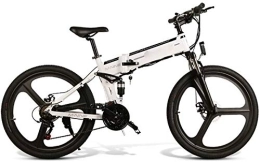 RDJM Electric Bike RDJM Ebikes, Electric Bicycle Lithium Battery Folding Power Supply Cross-Country Mountain Bike Lightweight Smart Commuter Fitness 48V (Color : White)
