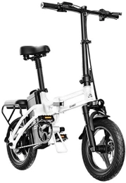 RDJM Bike RDJM Ebikes, Electric Bike For Adults, Urban Commuter Folding E-bike, Max Speed 25km / h, 14inch Adult Bicycle, 400W / 48V Charging Lithium Battery (Color : White, Size : Endurance: 100km)