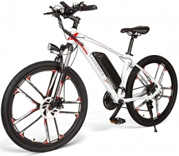 RDJM Electric Bike RDJM Ebikes, Electric Mountain Bike 26" 48V 350W 8Ah Removable Lithium-Ion Battery Electric Bikes for Adult Disc Brakes Load Capacity 100 Kg (Color : White)