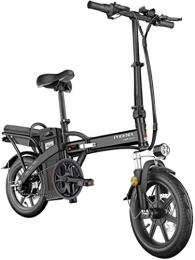 RDJM Electric Bike RDJM Ebikes, Fast Electric Bikes for Adults 14inch Electric Bicycle Folding Electric Bike for Adults With Inverter Motor, City Bicycle Max Speed 25 Km / h (Color : Black, Size : 10Ah)