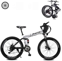 RDJM Electric Bike RDJM Ebikes, Folding Electric Bikes for Adults 26 In with 36V Removable Large Capacity 8Ah Lithium-Ion Battery Mountain E-Bike 21 Speed Lightweight Bicycle for Unisex (Color : White)