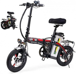 RDJM Electric Bike RDJM Electric Bike Folding Electric Bike for Adults, 14" Lightweight Alloy Folding City Electric Bicycle / Commute Ebike with 400W Motor, Dual Disc Brakes, Eco-Friendly Bike for Urban (Color : Black)