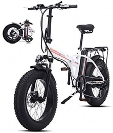 RDJM Bike RDJM Electric Bike Folding Electric Bike For Adults, Electric Bicycle / Commute Ebike With 5000W Motor, 48V 15Ah Battery, Professional 7 Speed Transmission Gears 4.0 Fat Tires (Color : White)