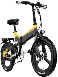 RDJM Bike RDJM Electric Bike, Snow Bike 400W 20 * 2.4 Inch, Folding & Waterproof Mountain Bike with 48V 10.4AH Lithium Battery And Disc Brake, for Sports Outdoor Cycling Travel (Color : Yellow)