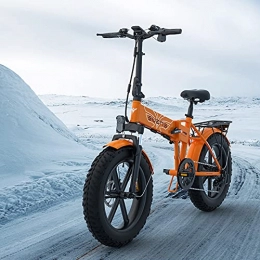RENSHUYU Electric Bike RENSHUYU Electric bike, With LED light 7-speed Shimano gearshift Off-road tires, Electric folding bike Suitable for highways, mountain roads, snow fields, etc.Orange,