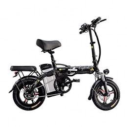 REWD Bike REWD Foldable Portable Bikes Detachable Lithium Battery 48V 400W Adults Double Shock Absorber Bikes with 14 inch Tire Disc Brake and Full Suspension Fork