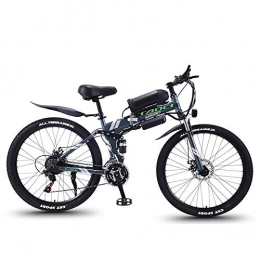 REWD Electric Bike REWD Folding Electric Mountain Bike, 350W Snow Bikes, Removable 36V 8AH Lithium-Ion Battery for, Adult Premium Full Suspension 26 Inch Electric Bicycle (Color : Grey)