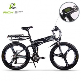 RICH BIT  RICH BIT Electric Bicycle 250W 36V 12.8Ah Lithium Battery Folding E-bike LCD Display Smart Mountain Bike Gray (GRAY 2.0)