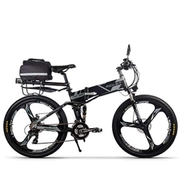 RICH BIT Bike RICH BIT Electric Bike 250W * 36V * 12.8Ah Folding Bicycle Shimano 21 Speed Mountain Ebike (black gray)