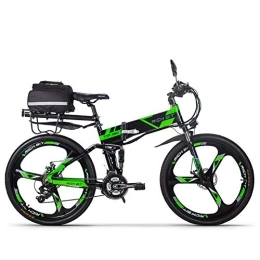 RICH BIT Electric Bike RICH BIT Electric Bike 250W * 36V * 12.8Ah Folding Bicycle Shimano 21 Speed Mountain Ebike (black green)